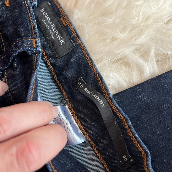 đź’• Banana Republic Dark Wash Mid Rise Skinny Jeans Sz 30 L - Picture 5 of 5